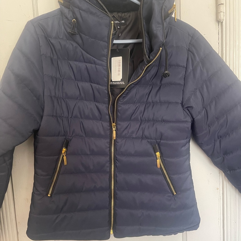 PrettyLittleThing Dark Blue Puffer Jacket